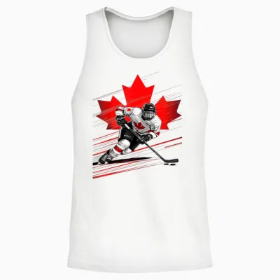 Canada Hockey T-Shirt, Black Unisex Tank Top - White