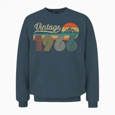 Vintage 1966 Man Woman Birthday - Born in 1966 Original Unisex Sweatshirt - Dark Heather