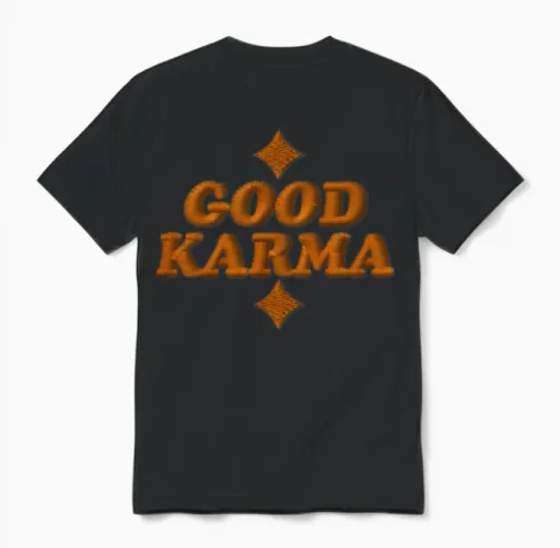 Good Karma Embroidered Unisex T-Shirt in Black