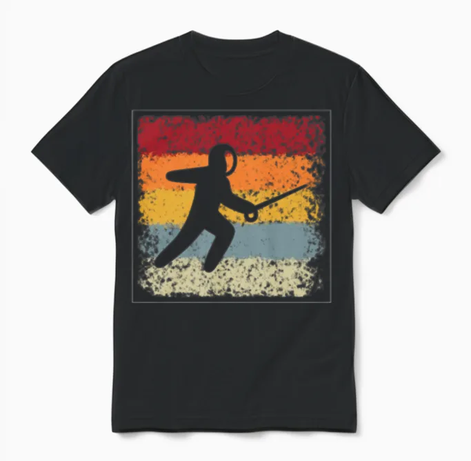Fencing Retro Unisex T-Shirt in Black