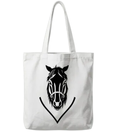 Dark Horse Head Tote Bags - White