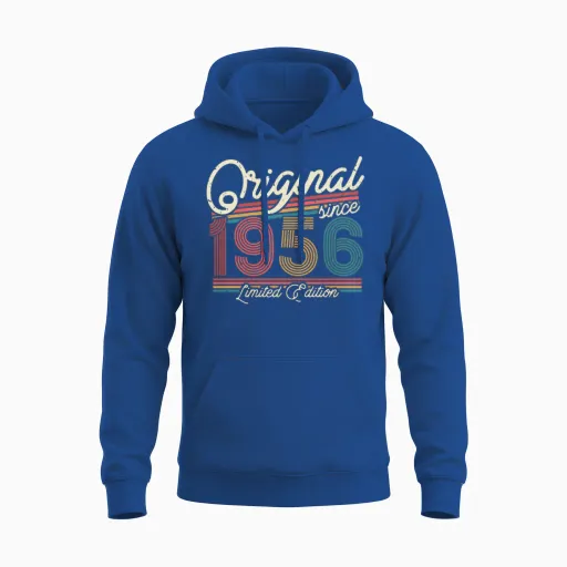 Vintage 1956 Anniversary Retro Unisex Hoodie in Royal