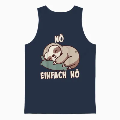 Nö Sloth Funny Cool Saying Lazy for Girls and Boys T-Shirt, Black Unisex Tank Top - Navy