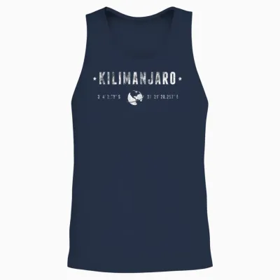 Kilimanjaro Tanzania Coordinates Globe Unisex Tank Top - Navy