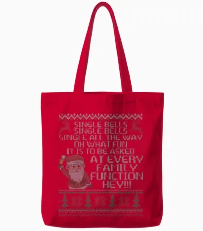 Single Bells Single All the Way Funny Single Man Tote Bags - Red