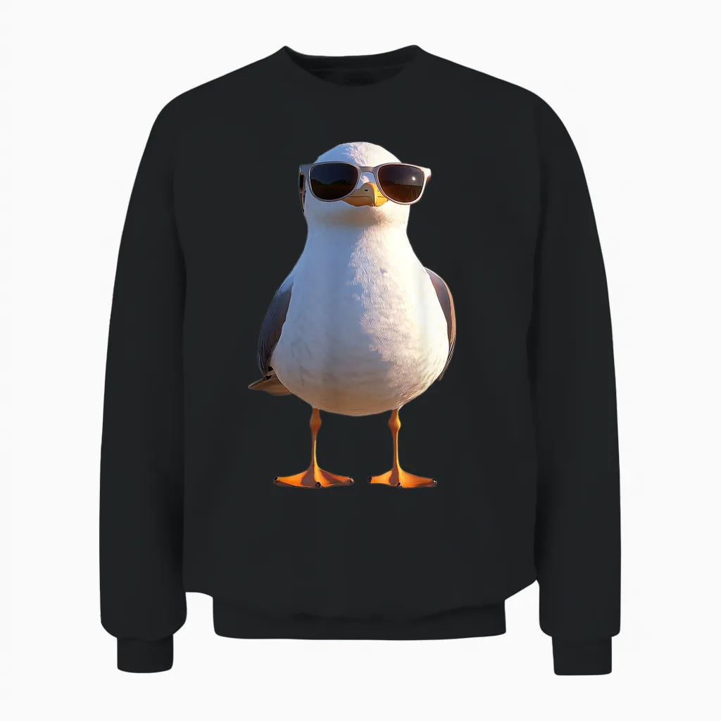 Seagull Beach North Sea Baltic Gull Silver T-Shirt, Black, S Unisex Sweatshirt in Black