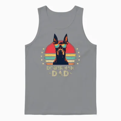 Doberman with Sunglasses Retro Unisex Tank Top - Sport Grey