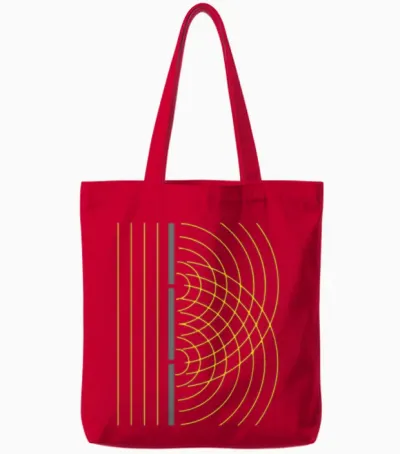 Double Slit Light Wave Particle Tote Bags - Red