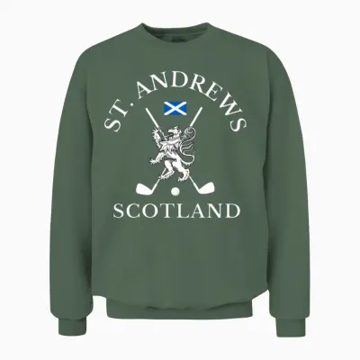 St Andrews Scotland Golf Fan Unisex Sweatshirt - Military Green