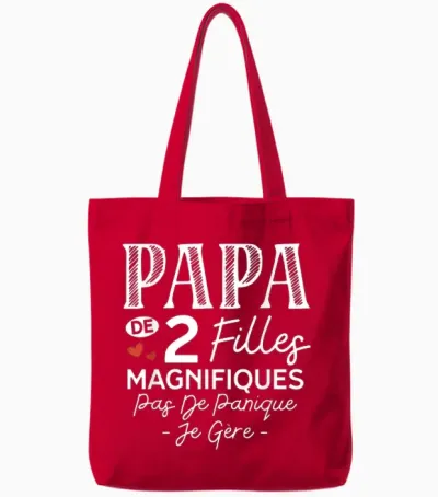 Dad of 2 Girls Gorgeous Personalized Gift for Dad Tote Bags - Red