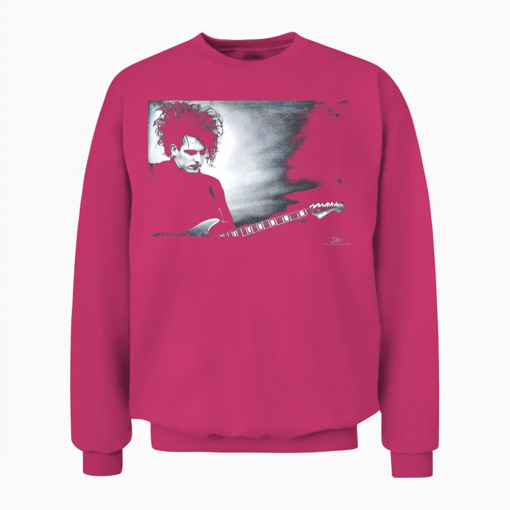 Robert Smith the Cure Live Disintegration Era Phil Nicholls Manche Longue Unisex Sweatshirt in Heliconia