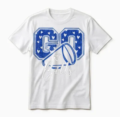Go Cheer Bills Design Shirt for Man Women Girls Unisex T-Shirt - White