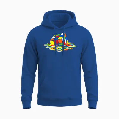 Melting Rubik's Cube T-Shirt, Black Unisex Hoodie - Royal