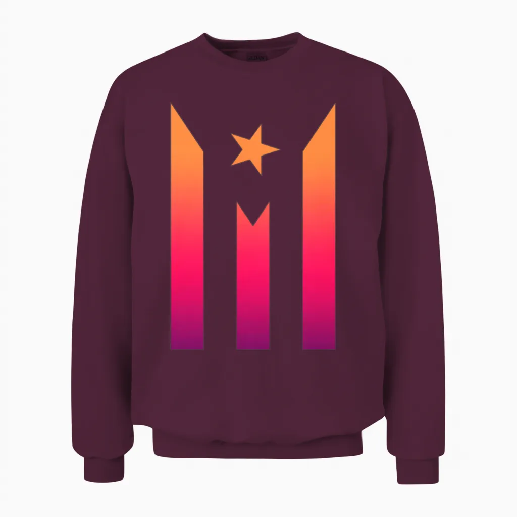 Puerto Rico Flag Silhouette Unisex Sweatshirt in Maroon