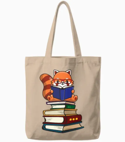 Red Panda Tote Bags in Natural