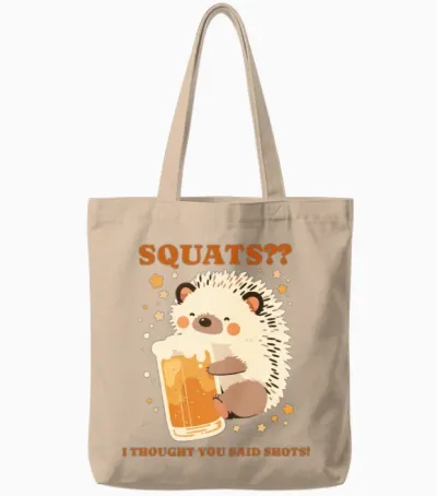 Funny Animal T-Shirt Design, Fitness and Wellness Tote Bags - Natural