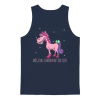 Funny Mythical Creatures, Dinosaurs, Funny Unicorn Unisex Tank Top - Navy – 1