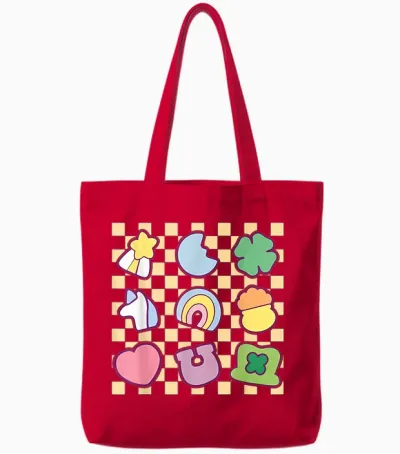 Groovy Lucky Charm Saint Patrick's Day Women's Shamrock Tote Bags - Red