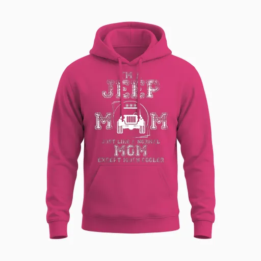 I Am a Jeep Mom T Shirt, Jeep Driver Unisex Hoodie in Heliconia
