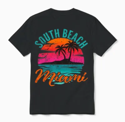 South Beach Miami Florida Sunset Vacation Unisex T-Shirt - Black