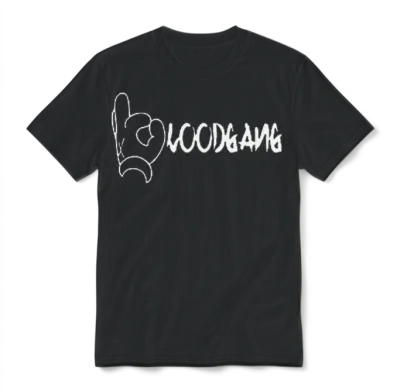 Blood Gang Cool Logo Funny Lucky Rock Hand Script Unisex T-Shirt - Black