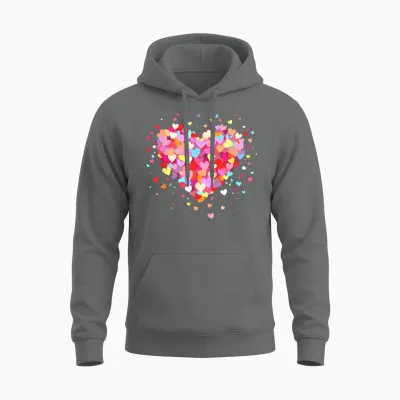 Heart Design Colourful Confetti Hearts Valentine's Day T-Shirt, Black Unisex Hoodie - Graphite Heather