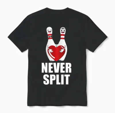 Never Split Bowling Pins Valentine S Day Couples Unisex T-Shirt - Black