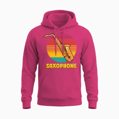 Retro Saxophone Unisex Hoodie - Heliconia