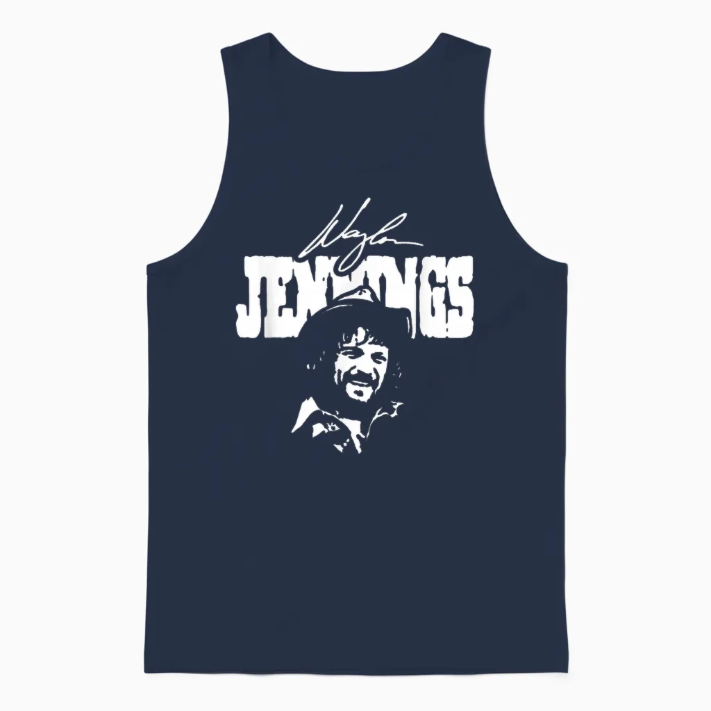 Waylon Jennings β Official Product β Signature Unisex Tank Top in Navy