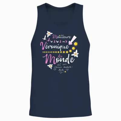 Gift Veronique First Name Birthday Best Veronique T-Shirt, Black, Female X-Small Unisex Tank Top - Navy