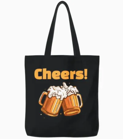 Cheers Beer Funny Tote Bags - Black