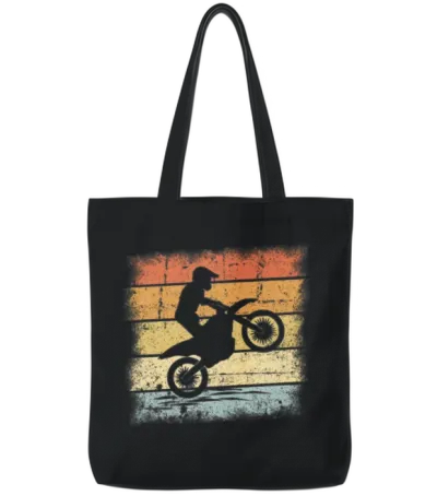 Motocross Retro Tote Bags - Black
