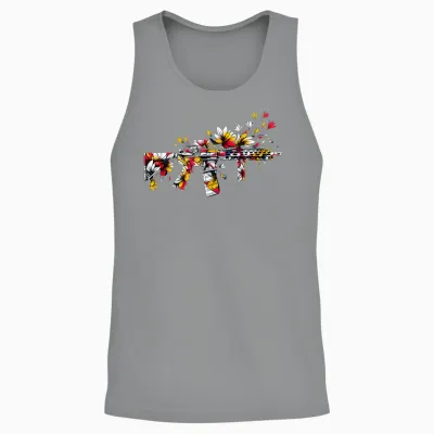 Sommer Ar15 Blumen Waffe Für Den Strand Gamer Zocker Vibes Unisex Tank Top - Sport Grey