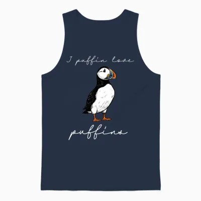 I Puffin Love Puffins Citation D'oiseau De Rivage Humoristique Manche Longue Unisex Tank Top - Navy