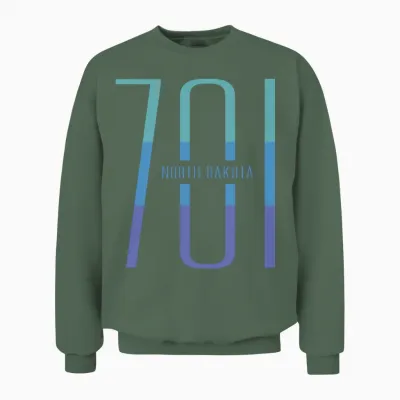 North Dakota Area Code 701, Clothing & Accessories Unisex Sweatshirt - Military Green