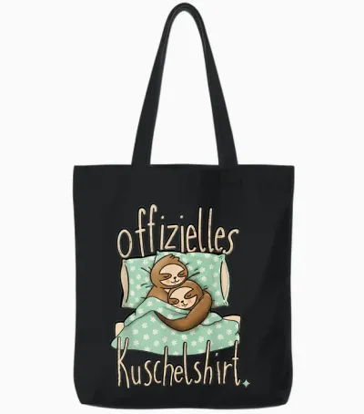 Official Cuddly Shirt Sleep Shirt Sloth Sleeping Tote Bags - Black