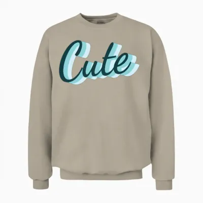 Teal 3d Cute Script Unisex Sweatshirt - Sand