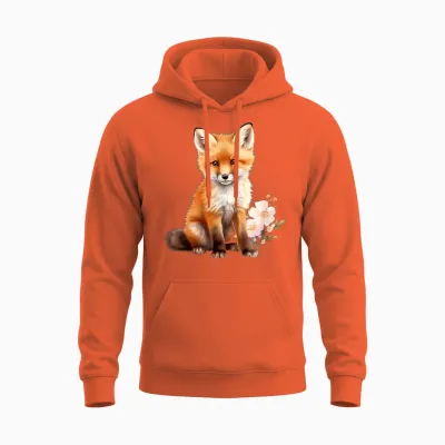 Joli Bébé Renard Art Unisex Hoodie - Orange