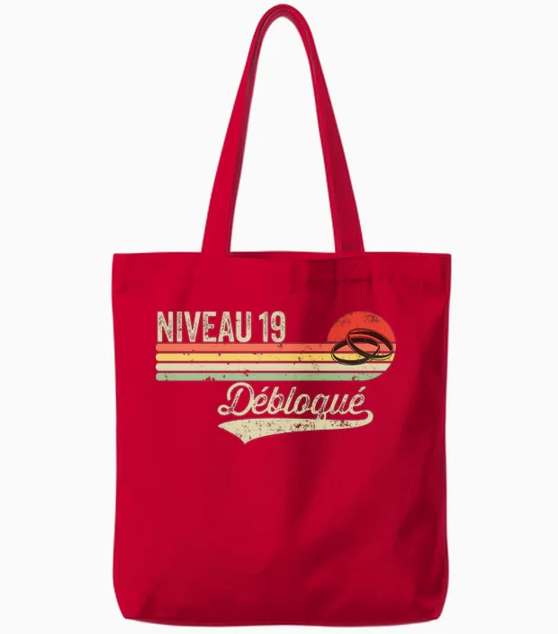 Idée Cadeau Humour Noces De Cretonne - 19 Ans De Mariage Manche Longue Tote Bags in Red