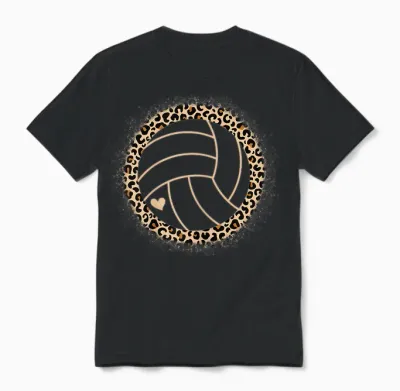 Volleyball Leopard Print Volleyball Player Women Girls T-Shirt, Black Unisex T-Shirt - Black
