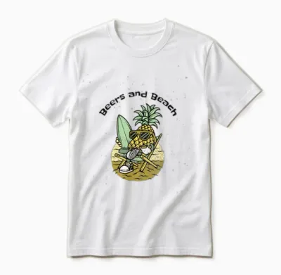 Sunny Pineapple Surfer Unisex T-Shirt - White