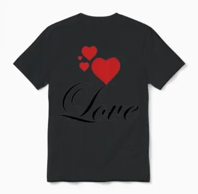 Love with Hearts. Unisex T-Shirt - Black
