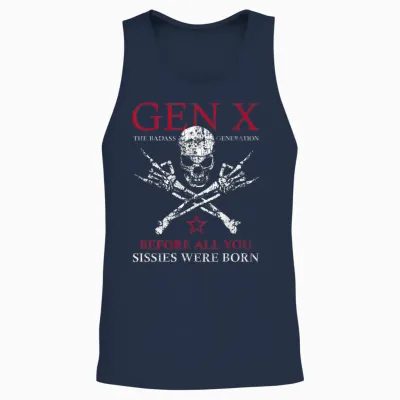 X Generation Before All You Sissie Were Born Skull Rock Hand Unisex Tank Top - Navy