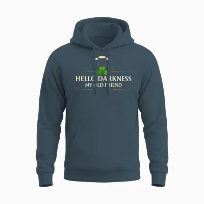 Hello Darkness My Old Friend Irish Drinking St Patricks Day Unisex Hoodie - Dark Heather