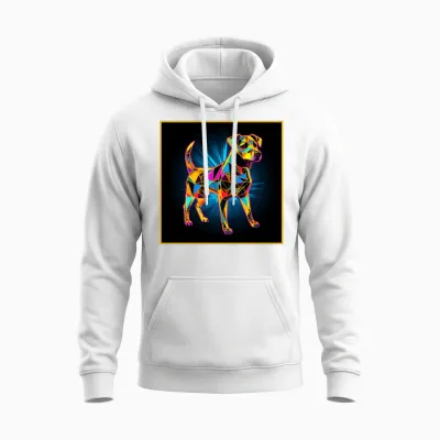 Geometric Dog Unisex Hoodie - White