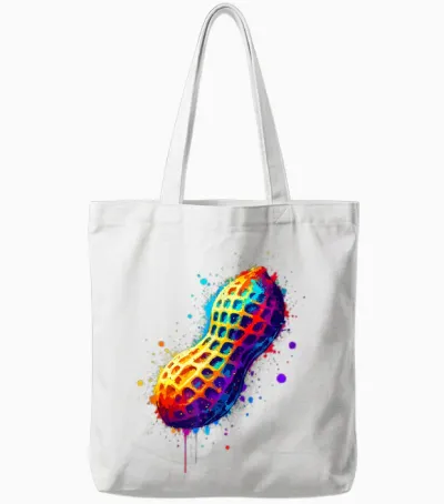 Colorful Splash Art Peanut Peanuts T-Shirt, Black, S Tote Bags - White