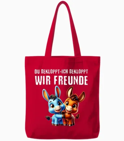 Du Bekloppt Ich Bekloppt Wir Freunde Beste Freundin Tote Bags - Red