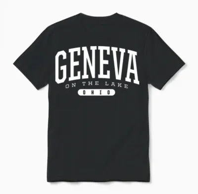 College Style Geneva-On-The-Lake Ohio Unisex T-Shirt - Black