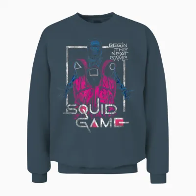 Squid Game Front Man and Guards T-Shirt, Black, S Unisex Sweatshirt - Dark Heather
