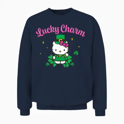 Hello Kitty St. Patrick's Day Lucky Charm Leprechaun Outfit Unisex Sweatshirt - Navy